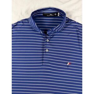 RLX Ralph Lauren Golf Polo Blue‎ Stripe Performance WIcking Short Sleeve Mens XL